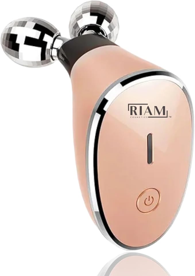 RIAM Microcurrent-Facial-Device, Microcurrent Facial Roller, Microcurrent Facial Massager, Skin Tightening, Face & Neck Roller, Anti-Aging Wrinkle, Skin Care Tools at Home, Glossy Gold