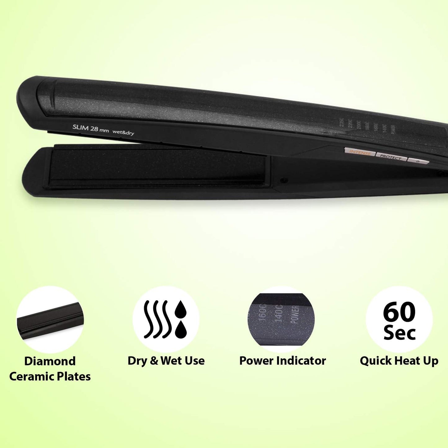 Babyliss ST327E Intense Protect Slim 28mm Hair Straightener - 235°C - Wet & Dry (Black)