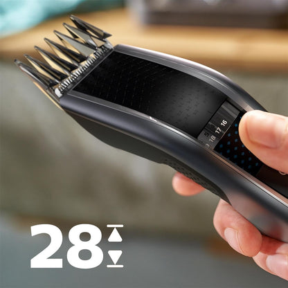 Philips HC5630/15 Series 5000 Hair Trimmer with 28 Length Settings, 3 Comb Attachments and Turbo Mode