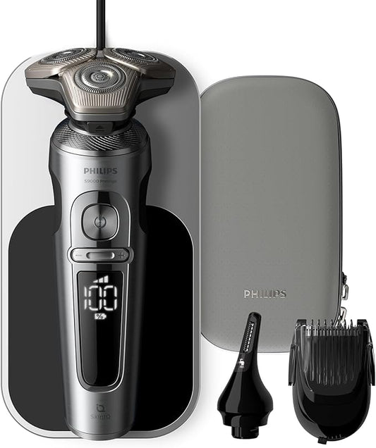 Philips S9000 Prestige Electric Shaver SP9871/22 | Wet & Dry Razor with Smart SkinIQ Technology | Ultra-Close & Comfortable Shave | Wireless Charging & 60min Cordless Use