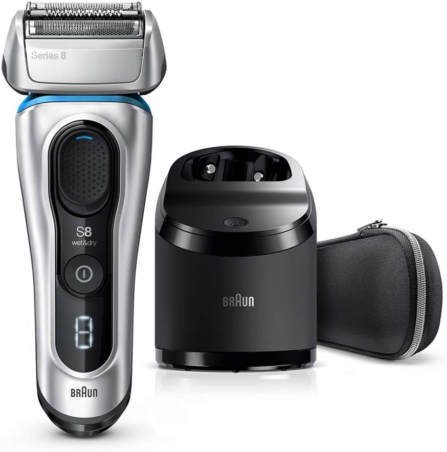 Braun Shaver 8390cc,Braun Series 8 8390cc Wet & Dry men's electric shaver with Clean & Charge station and travel case, silver, Silver,