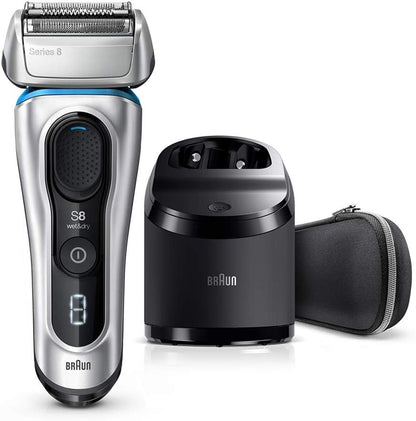 Braun Shaver 8390cc,Braun Series 8 8390cc Wet & Dry men's electric shaver with Clean & Charge station and travel case, silver, Silver,