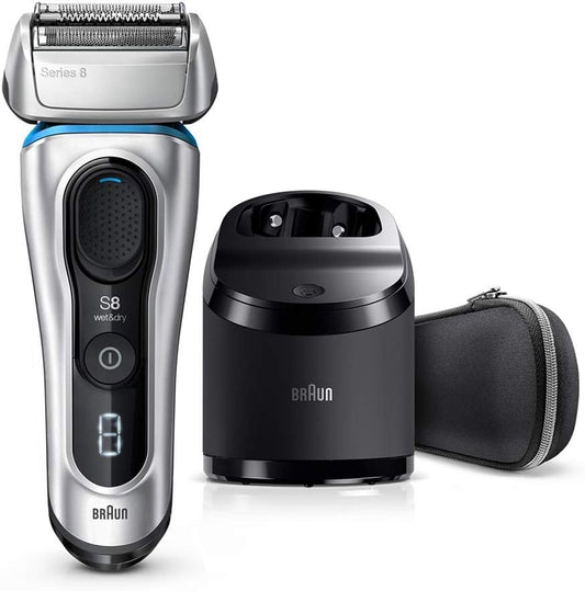 Braun Shaver 8390cc,Braun Series 8 8390cc Wet & Dry men's electric shaver with Clean & Charge station and travel case, silver, Silver,