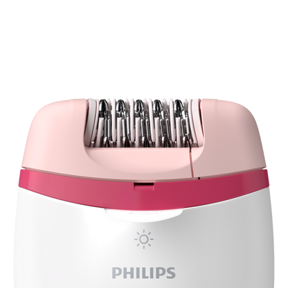 Philips Epilator BRE255 – Efficient Epilation System, 2 Speed Settings, Ergonomic Grip, Opti-Light, Sensitive Cap, and 3 Accessories for Smooth Skin
