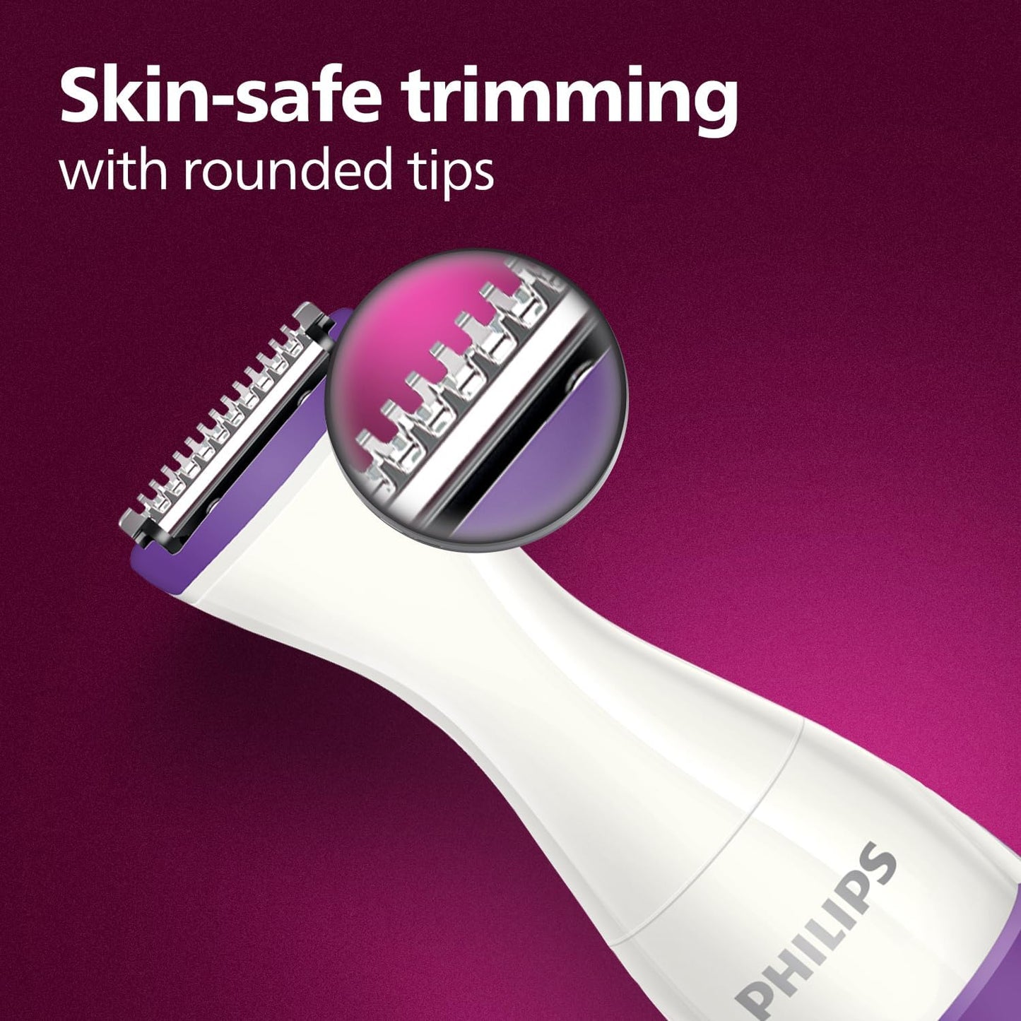 PHILIPS Essential Bikini Trimmer. Trim. Shave & Style. Mini Shaving Head Included. Portable. Battery , Brt38315, Whitepurple