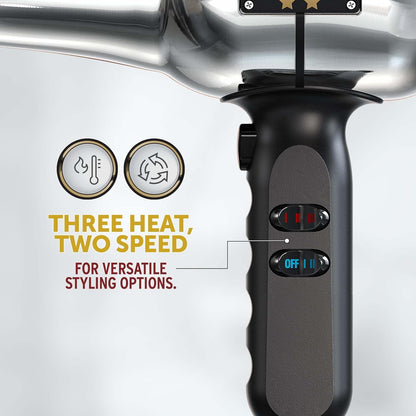 WAHL Barber Dryer, Professional Hair Dryers, Pro Styling Tools, Powerful 2200-Watts, Cool Shot Button, 3 Heat&2 Speed Settings, 2 Concentrator Nozzles, 3M Cable, Hanging Loop for Easy Storage, Silver