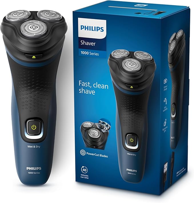 Philips Electric Shaver for Men, Wet and Dry Shave, 3D Floating Heads, 27 Self Sharpening Blades, Cordless, Waterproof S1151/03 (New Model)