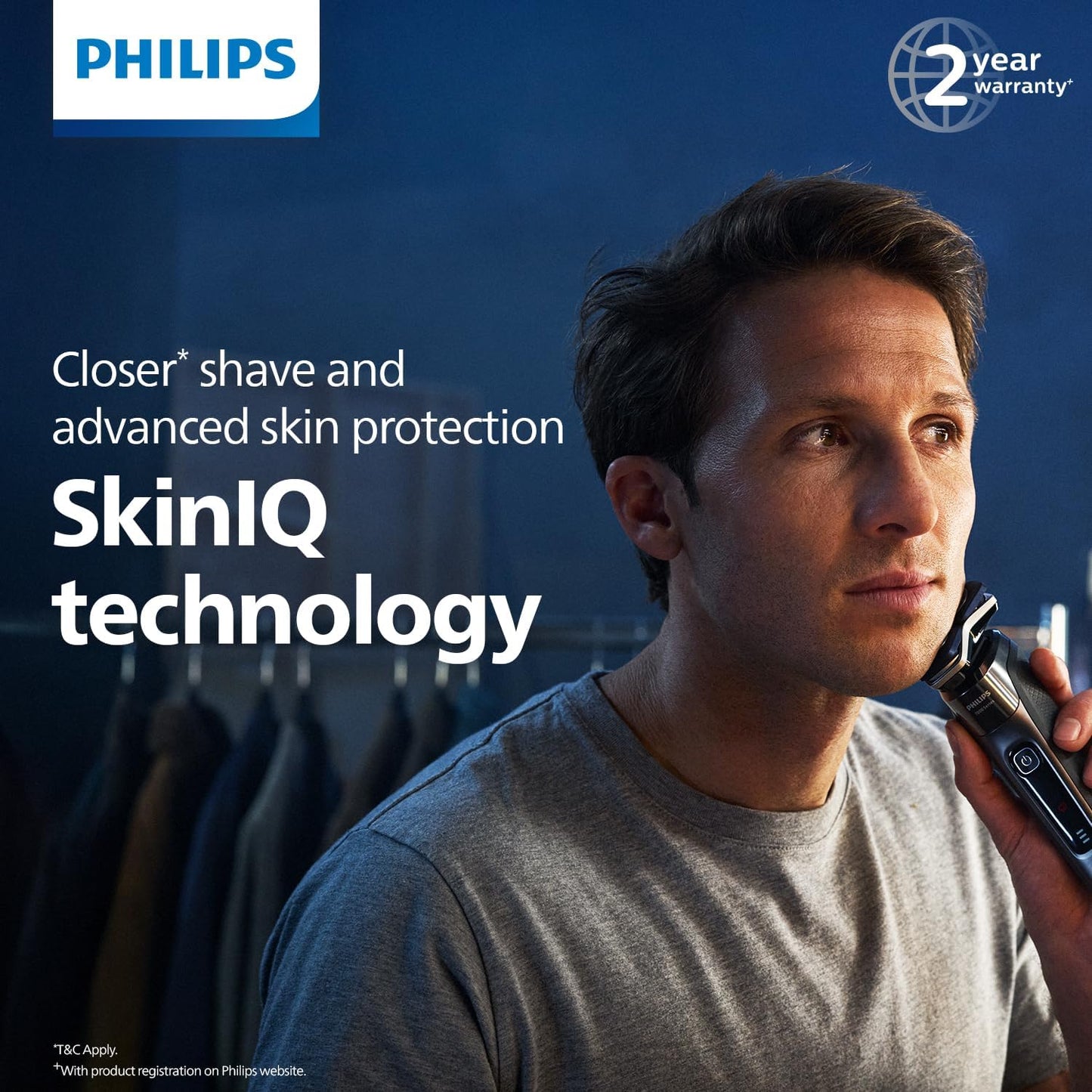 Philips Shaver Series 7000 - Wet & Dry Mens Electric Shaver with SkinIQ Technology, Pop-up Trimmer, Charging Stand, Travel Case and Cleaning Brush (Model S7887/35)