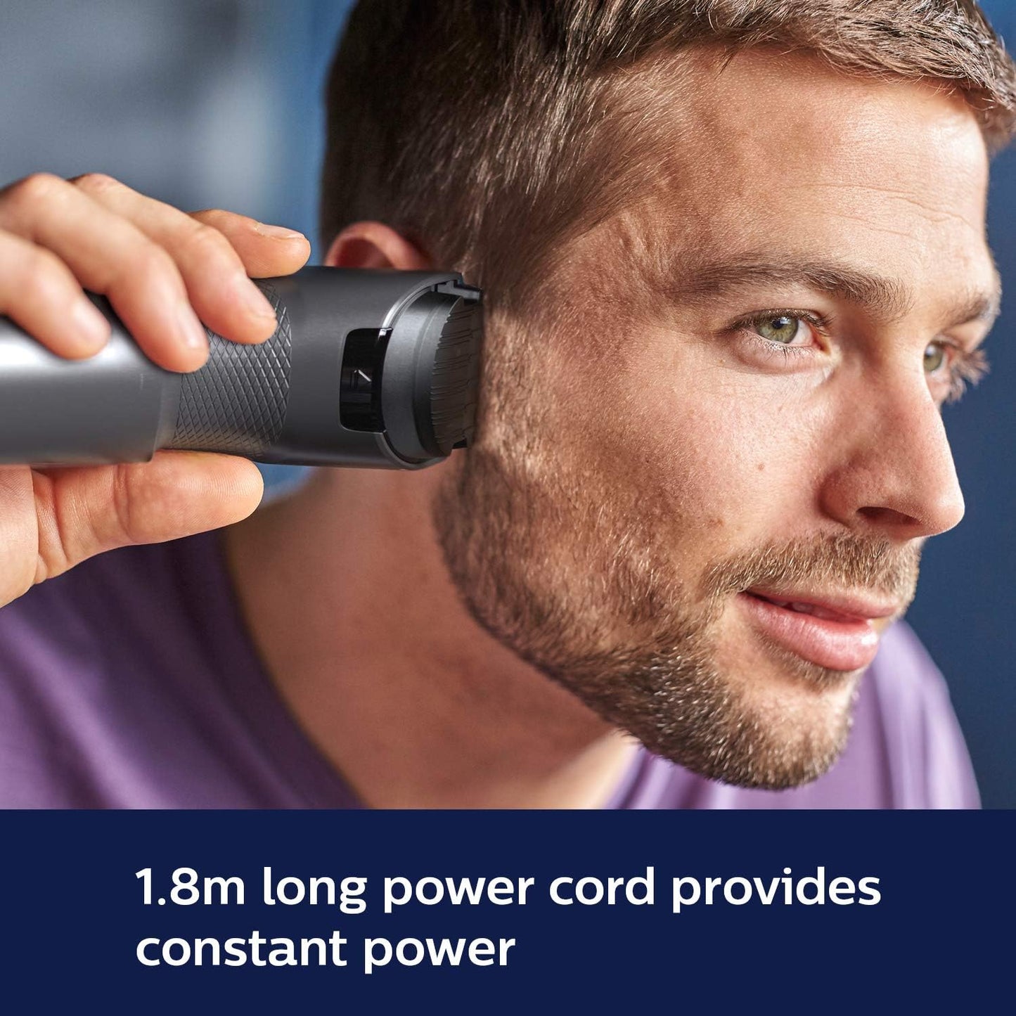 Philips Hair Clipper (Corded) With 13 Length Settings, 41 mm Wide Cutter, Stainless Steel Blades And Trim-n-Flow Technology (Blue)