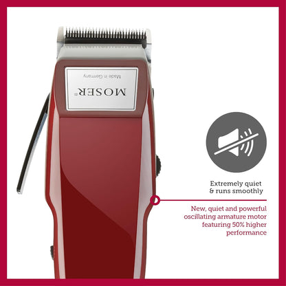 Moser 1400 Professional Corded Hair Clipper for Men (Made in Germany) | Precision Stainless Steel Blade | Cutting Length Adjustor with 6 Preset positions | Quiet and Powerful Motor (1400-0150)