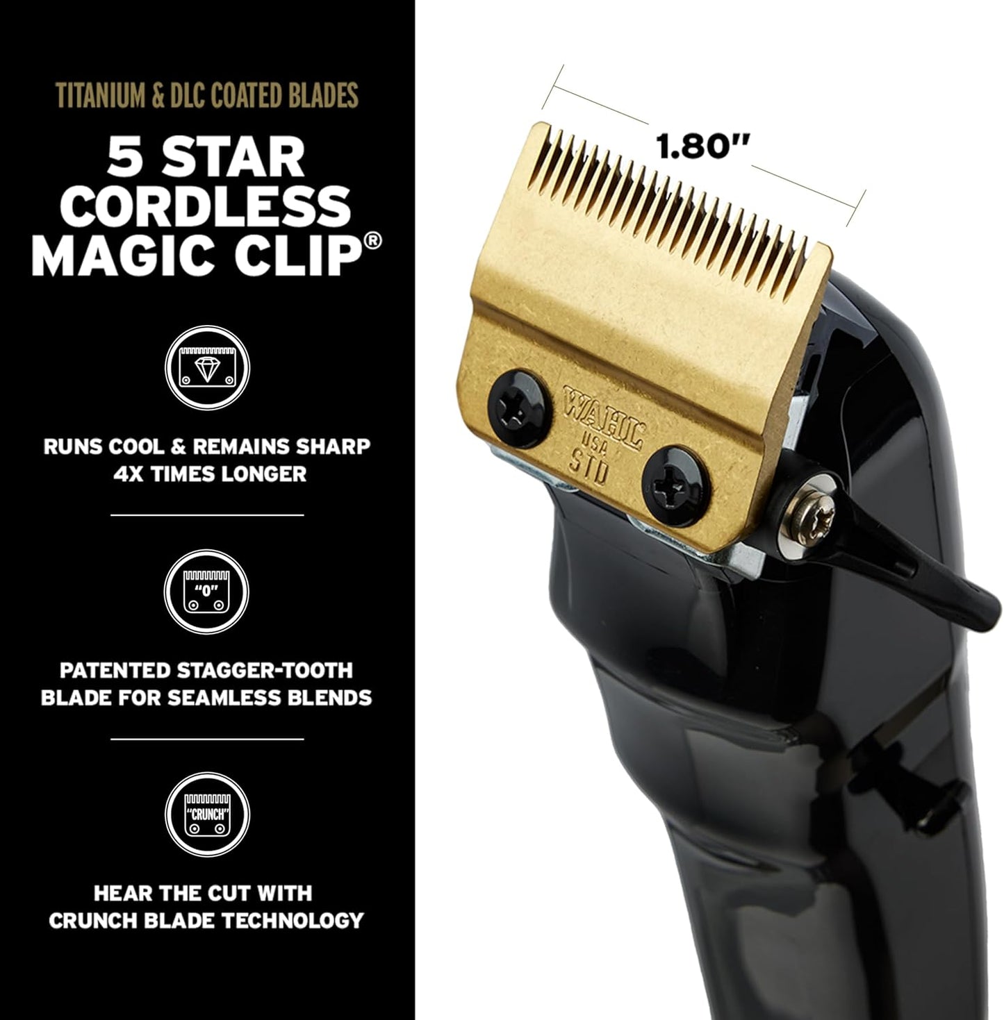 Wahl 5 Star Cordless Barber Combo™ - Titanium & DLC Coated Blades, Magic Clip & Detailer Li, 1 Count