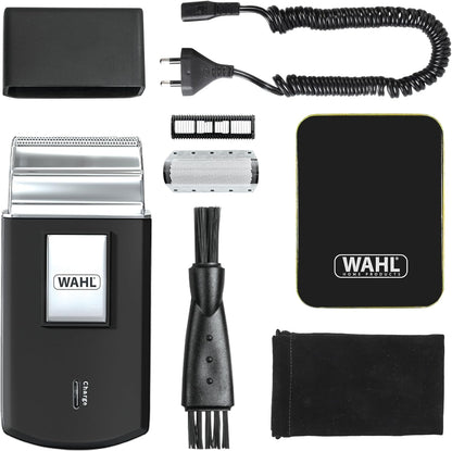 Wahl Pocket Travel Shaver, Compact Rechargeable Shaver, Beard Shaver, Electric Shavers for Men, Flex Foils, Close Cut, Small Shavers for Travelling, Black