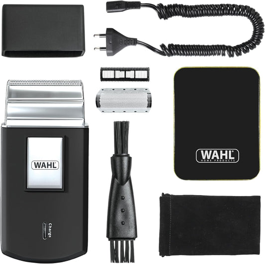 Wahl Pocket Travel Shaver, Compact Rechargeable Shaver, Beard Shaver, Electric Shavers for Men, Flex Foils, Close Cut, Small Shavers for Travelling, Black