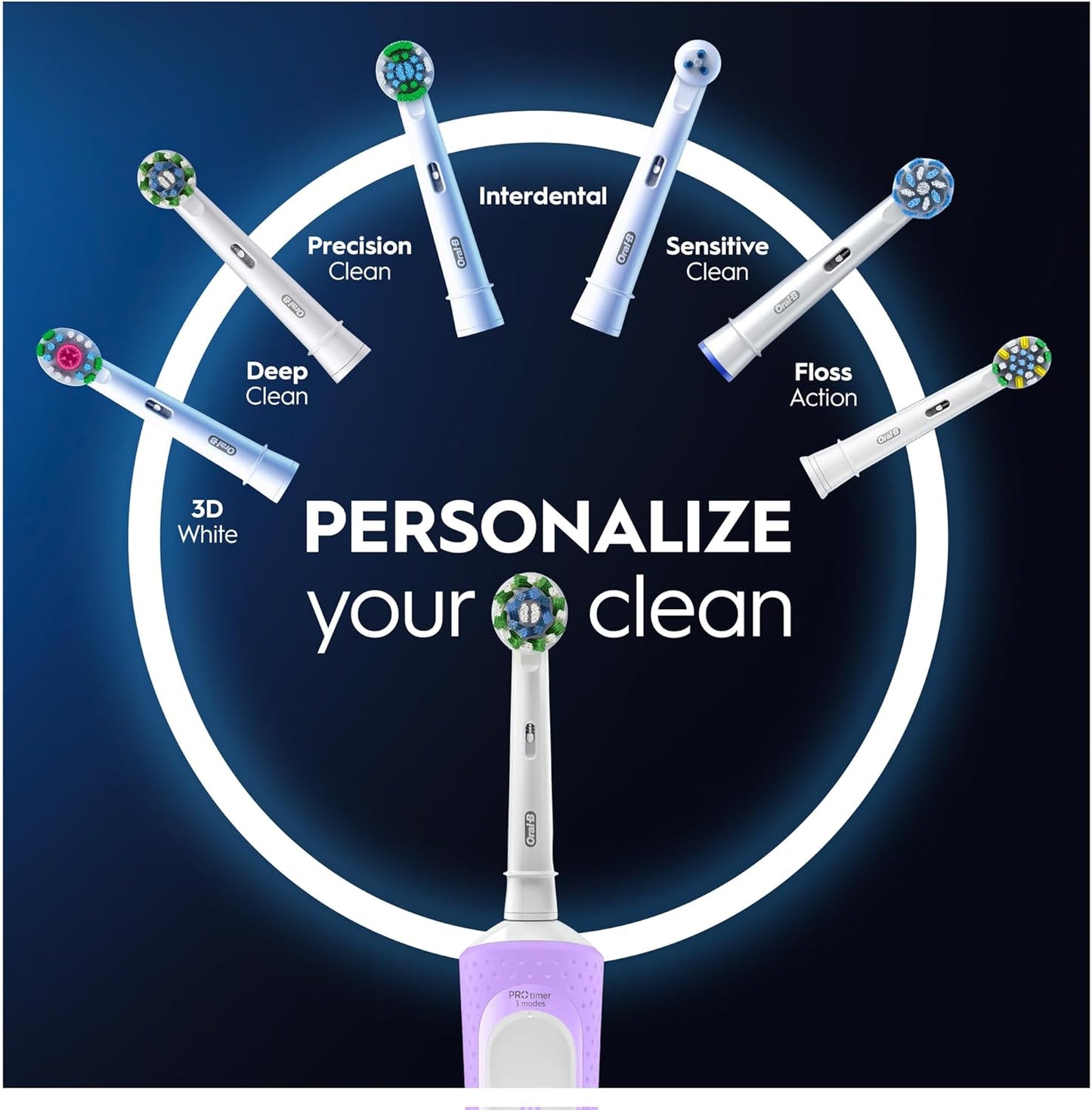 Oral-B Vitality 300 Rechargeable Toothbrush with CrossAction Brush Head, 3 Cleaning Modes & 2 Minutes Built-in Timer D103.413.3 Lilac
