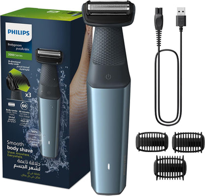 Philips Bodygroom BG3027/03 | Showerproof Groin & Body Trimmer | Body Shaver, 3-Length Combs | 60min Cordless, Skin Protection, Ergonomic Grip