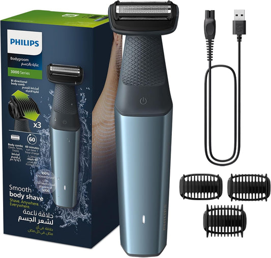 Philips Bodygroom BG3027/03 | Showerproof Groin & Body Trimmer | Body Shaver, 3-Length Combs | 60min Cordless, Skin Protection, Ergonomic Grip