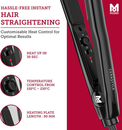 Moser Gltteisen CeraStyle PRO Ceramic Straightener Schwarz Fr schnelle und perfekte Ergebnisse