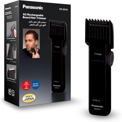 Panasonic Er2051,Panasonic Men'S Beardhair Trimmer Er2051 Made In Japan Rechargeable Stainless Steel Blade, Black