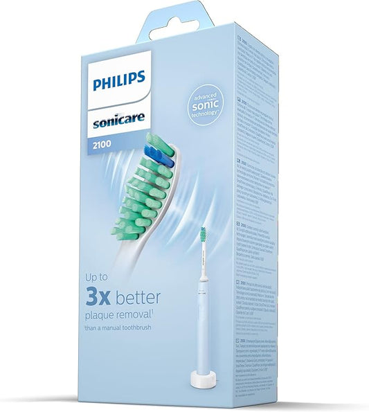 Philips Sonicare Rechargeable Electric Toothbrush 2100 Series, Light Blue, HX3651/12 Certified UAE 3 Pin