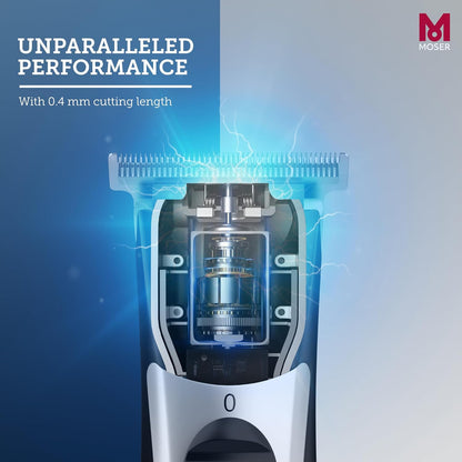 Moser T-Cut Professional Cordless Trimmer for Men with 40mm T-Blade (Made in Germany) | 60-Minutes Runtime | High-Grade Steel Blades | Lightweight & Quiet Operation (1591-0170)