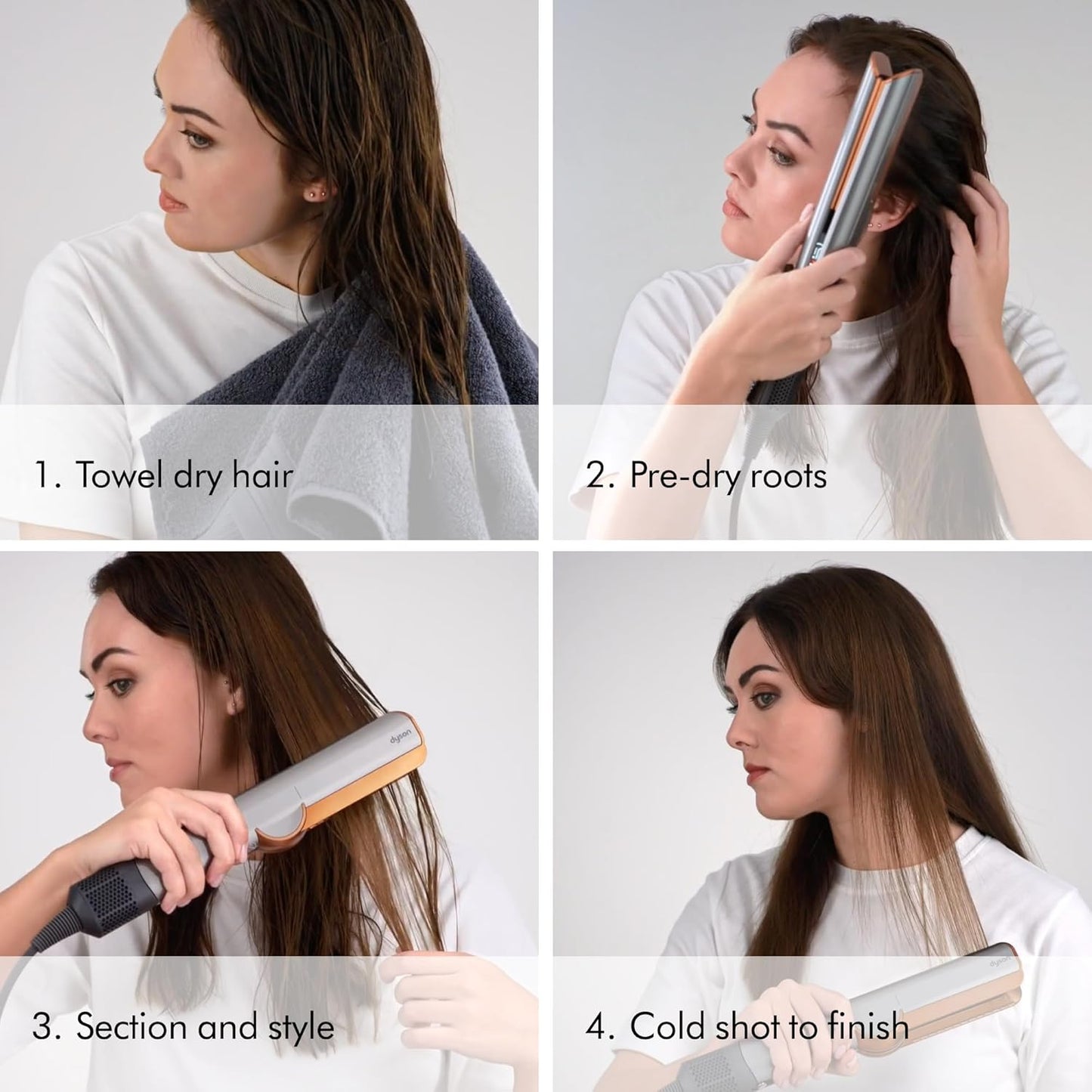 Dyson Airstrait™ HT01 Hair Straightener – Wet to Dry Styling Without Heat Damage | Strawberry Bronze & Blush Pink | For All Hair Types | LCD Display & Auto-Pause Feature