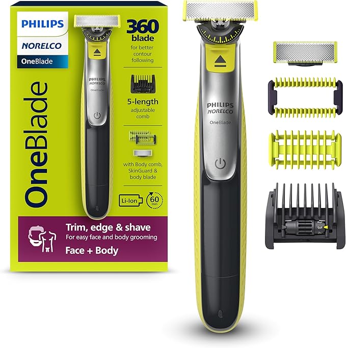 Philips OneBlade QP2824/10 Hybrid Trimmer & Shaver – Wet & Dry Use