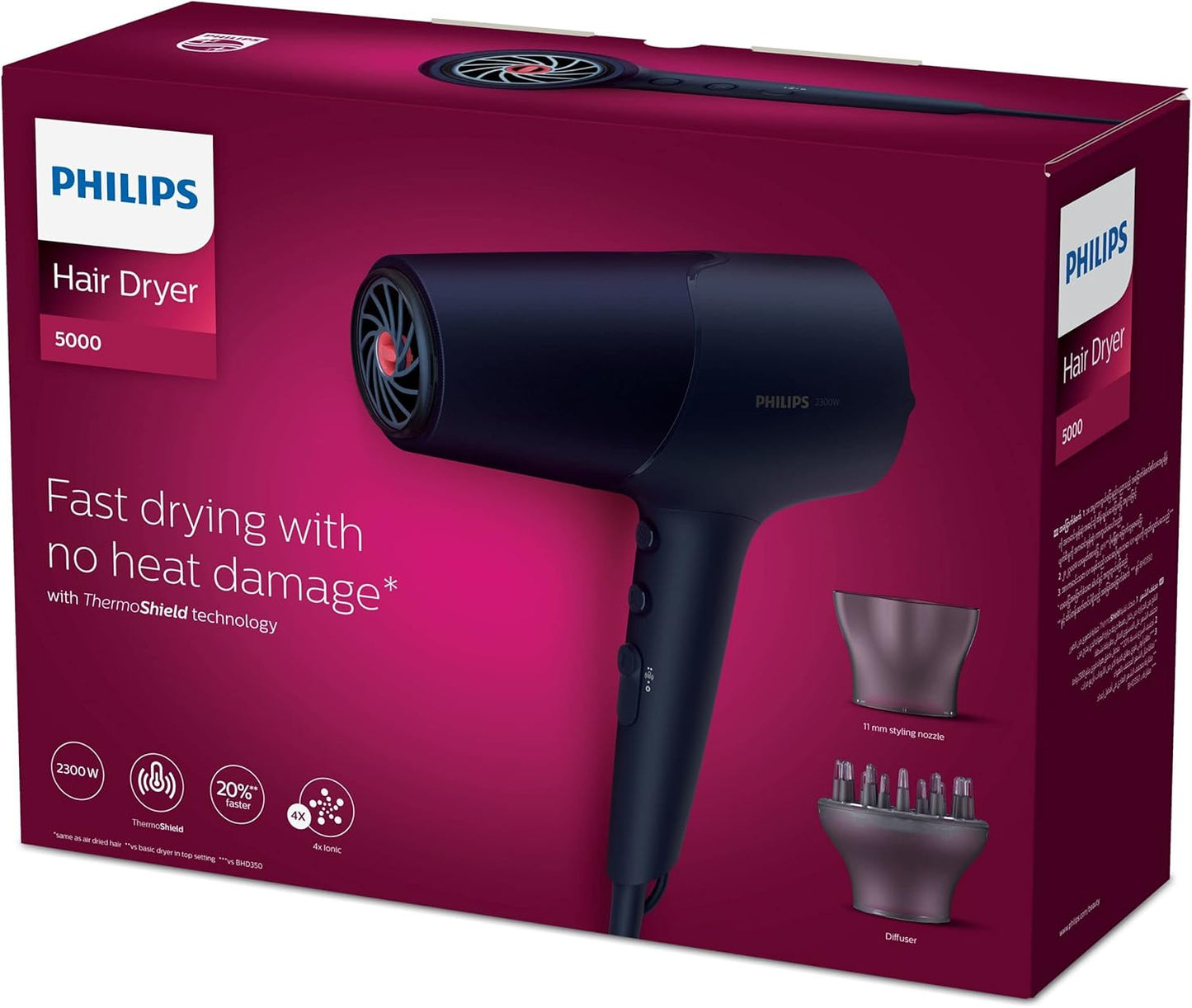 Philips 5000 Series Bhd510/03 Hair Dryer 2300 W Navy - Bhd510/03, Blue & Metallic