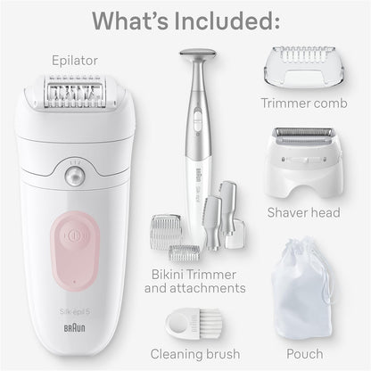 Braun Silk-épil 5 Epilator, Wet & Dry, Lasting Smooth Skin, SE5-230
