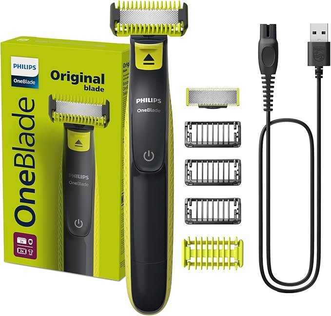 Philips OneBlade | Dual-Sided Blade | Unique One-Blade Technology | Long Lasting Battery | Waterproof | Electric Beard Trimmer, Shaver | Face + Body | QP2824