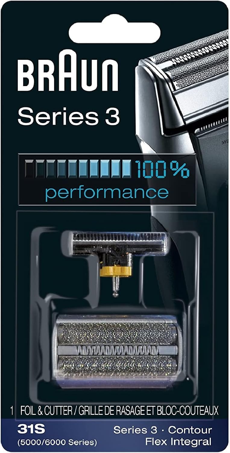Braun 31S 5000/6000 Series Contour Flex XP Integral Shaver Foil & Cutter Head Replacement Combi Pack Silver Color