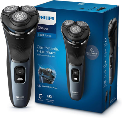 Philips Electric Shaver for Men, SkinProtect Technology, Wet and Dry Shave, 5D Floating Heads, 27 Self Sharpening Blades, Pop-up Trimmer, Cordless, Waterproof S3144/03 (New Model)