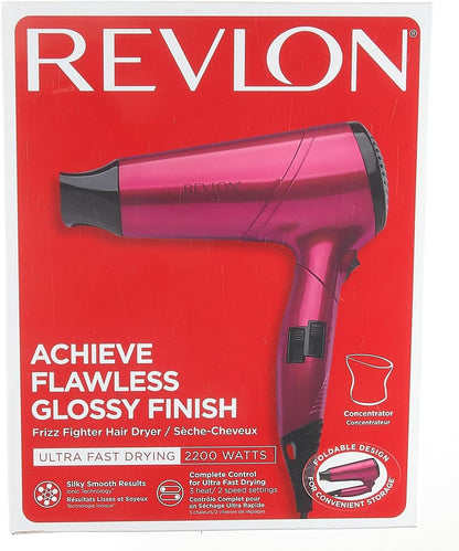 Revlon RVDR5229 Frizz Fighter Hair Dryer, 2200 Watts, 2 speed and 3 heat setting, folding handle. Cool shot button.