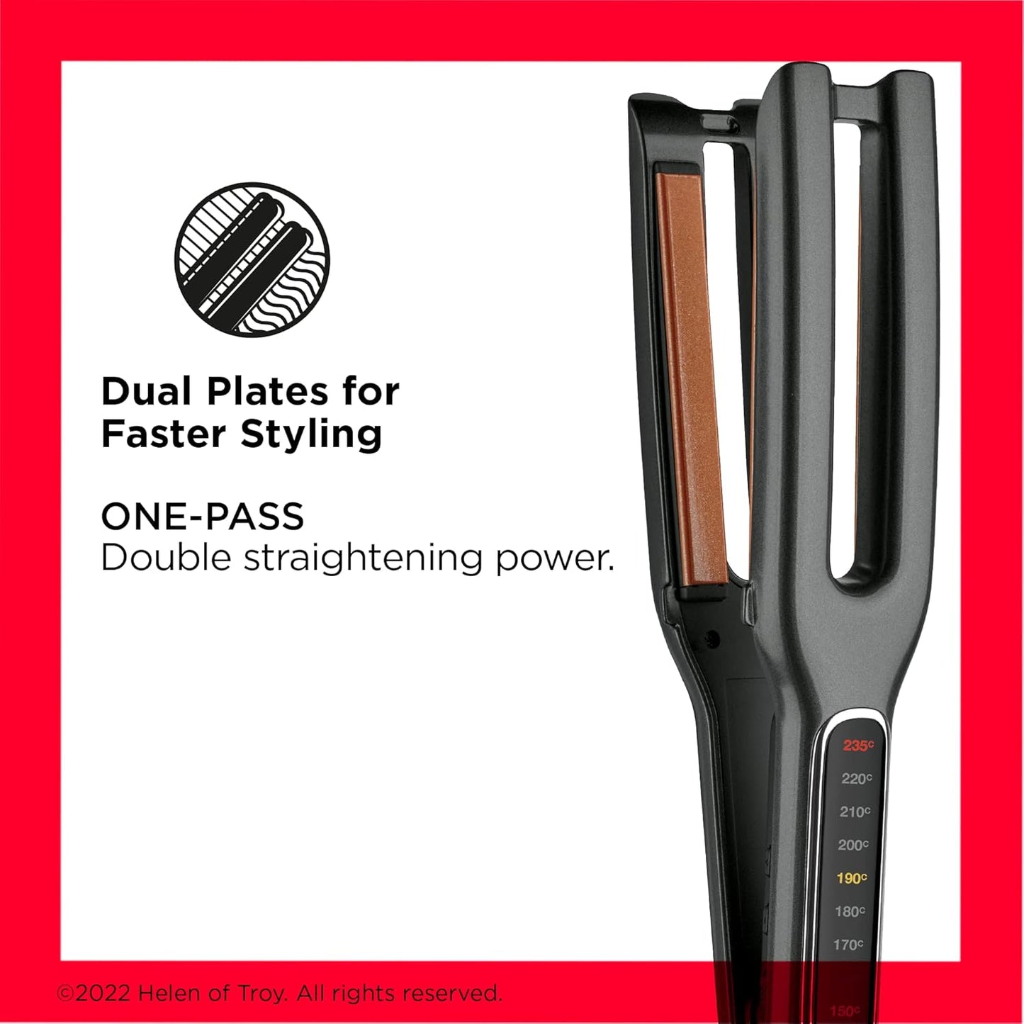 Revlon Double Straight (Dual Plate Design, Advanced Copper Ceramic Technology, LED Display, Smart Heat Memory System, 10 Heat Settings up to 235°C) RVST2204UK
