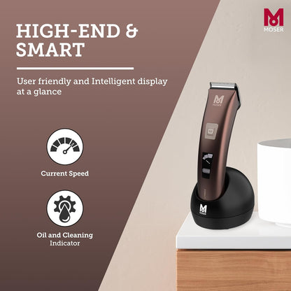 Moser Li+Pro2 Cordless Hair Clipper for Men (Made in Germany) | 160 minutes Run Time | LED Display with 3-Speed Levels | Stainless Steel Rinseable Blade | Quiet Operation (1888-0151)