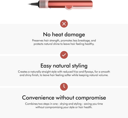 Dyson Airstrait™ HT01 Hair Straightener – Wet to Dry Styling Without Heat Damage | Strawberry Bronze & Blush Pink | For All Hair Types | LCD Display & Auto-Pause Feature