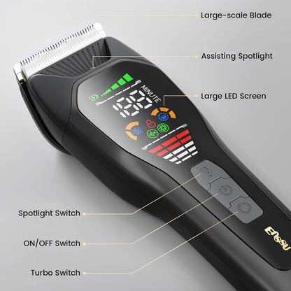 ENSSU Hair Clippers for Men Professional, Rechargeable Hair Trimmer Cordless Barber Clippers with 50mm Blade, Large LED Display, 180-Minutes Runtime for Home Hair Cutting