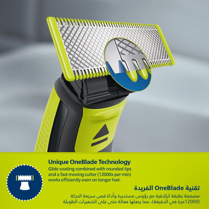 Philips OneBlade QP2724/20 | Trim, Edge & Shave Any Length of Hair| 5-in-1 Adjustable Comb, Dual-Sided Blade | 45min Cordless Use, USB Charging