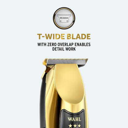 Wahl 5 Star Cordless Detailer in Gold, Professional Hair Trimmers, Close Trimming, Detailing and Outlining, Lightweight, Cordless, Snap On/Off Blades, Barbers Supplies