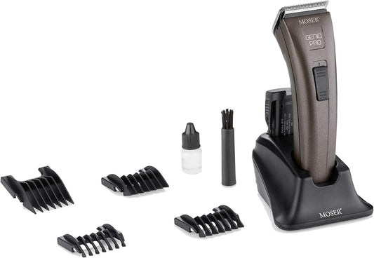 Moser Genio Pro Cordless Hair Clipper for Men (Made in Germany) | Magic Blade with 0.7-3mm Length Adjustment | 75 Min Run Time per Battery | LED Battery Indicator (1874-0150)