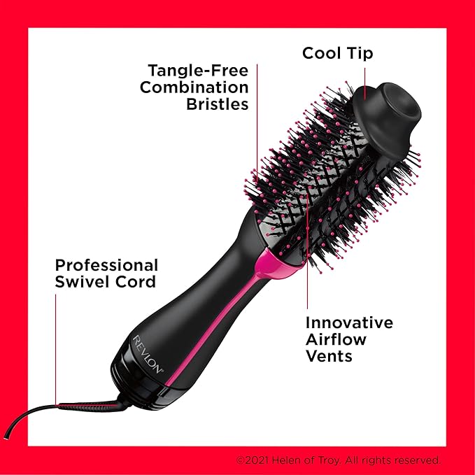 Revlon RVDR5222 One Step Hair Dryer & Volumizer, 2 heat setting plus cool setting (220-240V)