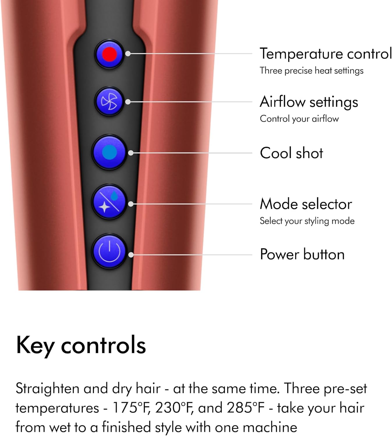 Dyson Airstrait™ HT01 Hair Straightener – Wet to Dry Styling Without Heat Damage | Strawberry Bronze & Blush Pink | For All Hair Types | LCD Display & Auto-Pause Feature