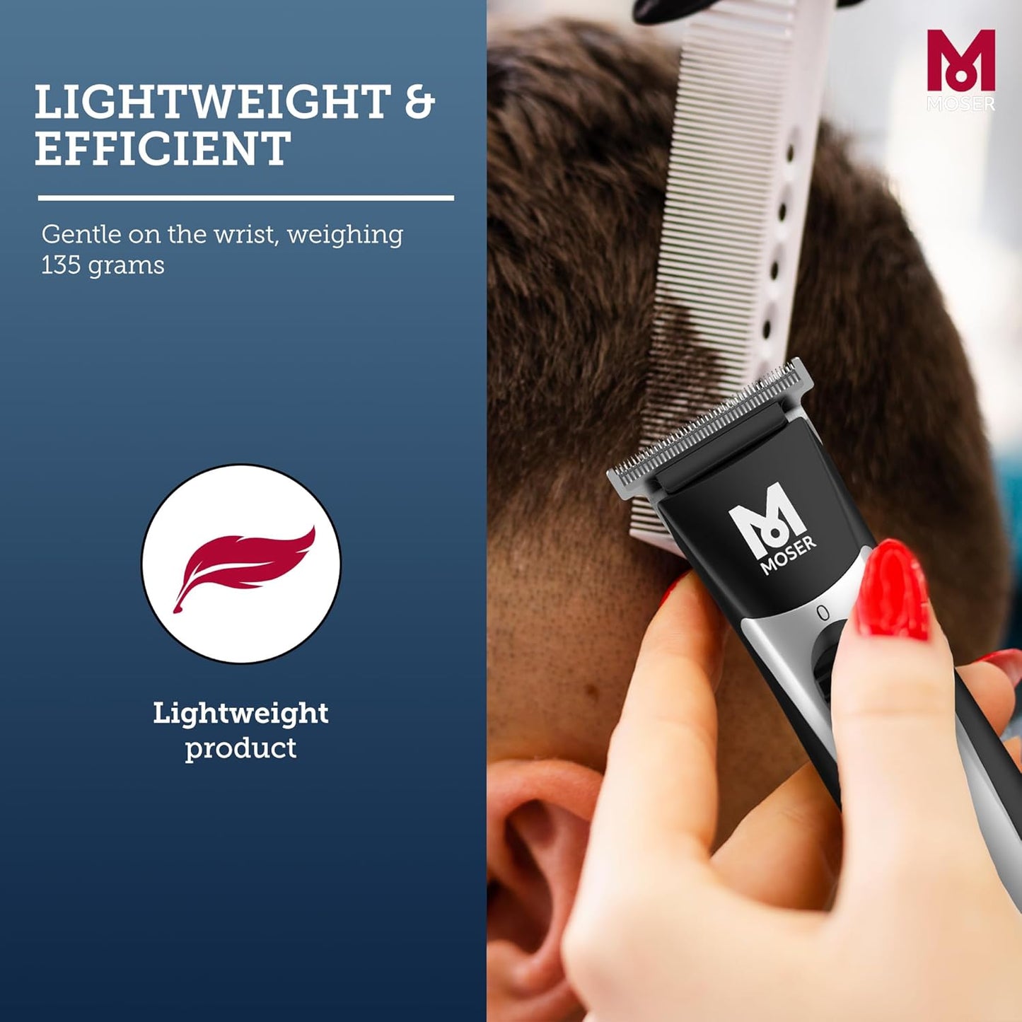 Moser T-Cut Professional Cordless Trimmer for Men with 40mm T-Blade (Made in Germany) | 60-Minutes Runtime | High-Grade Steel Blades | Lightweight & Quiet Operation (1591-0170)