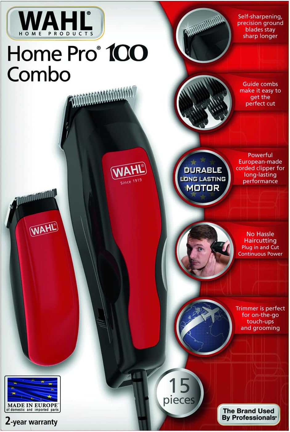 Wahl Men's Home Pro 100 Hair Clipper + Beard Trimmer Combo