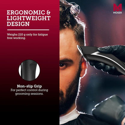 Moser Kuno Professional Cordless Clipper for Men (Made in Germany) | Universal Magic Blade with Powerful Brushless Motor | Durable Li-Ion Battery | Removable Blade (1887-0150)