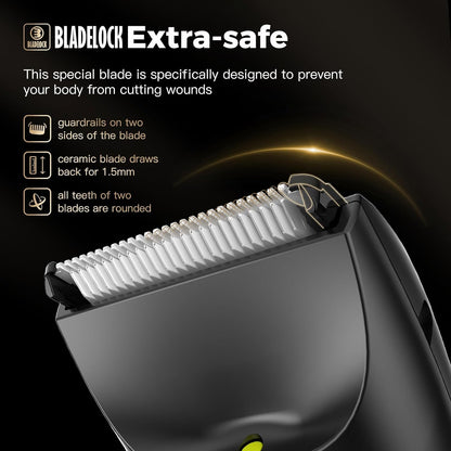 ENSSU Body Hair Trimmer for Men, Electric Groin Hair Trimmer, Ball Trimmer with Skin-Safe Ceramic Blade & Wireless Charging Dock, Waterproof Body Groomer for Groin, Chest, Beard & Pubic Hair (Orange)