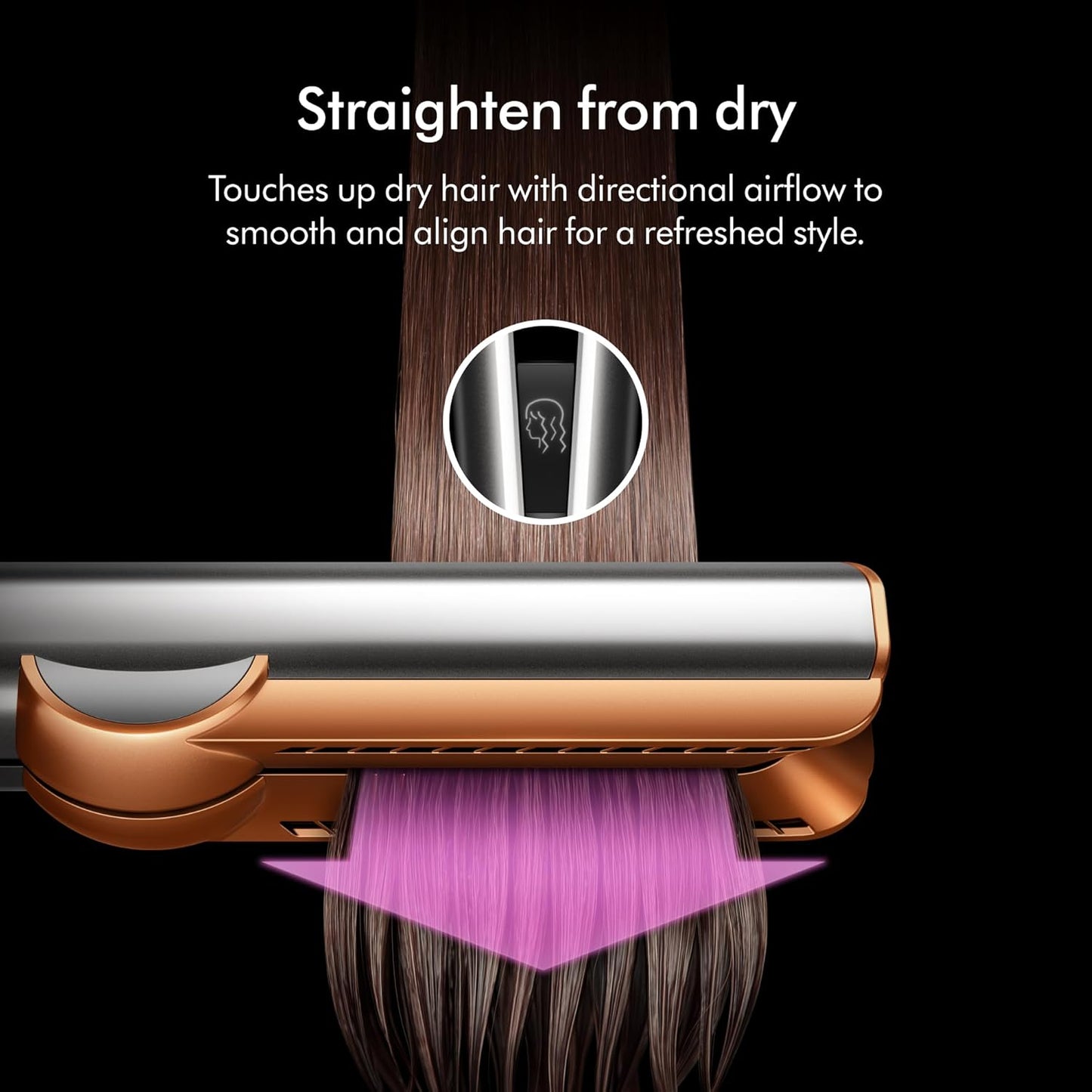 Dyson Airstrait™ HT01 Hair Straightener – Wet to Dry Styling Without Heat Damage | Strawberry Bronze & Blush Pink | For All Hair Types | LCD Display & Auto-Pause Feature