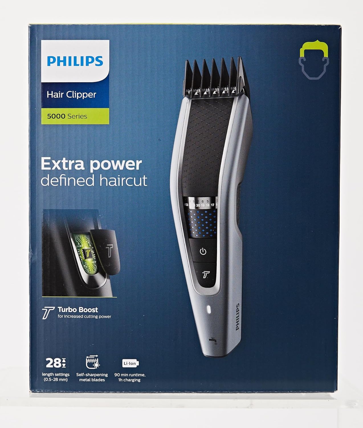 Philips HC5630/15 Series 5000 Hair Trimmer with 28 Length Settings, 3 Comb Attachments and Turbo Mode