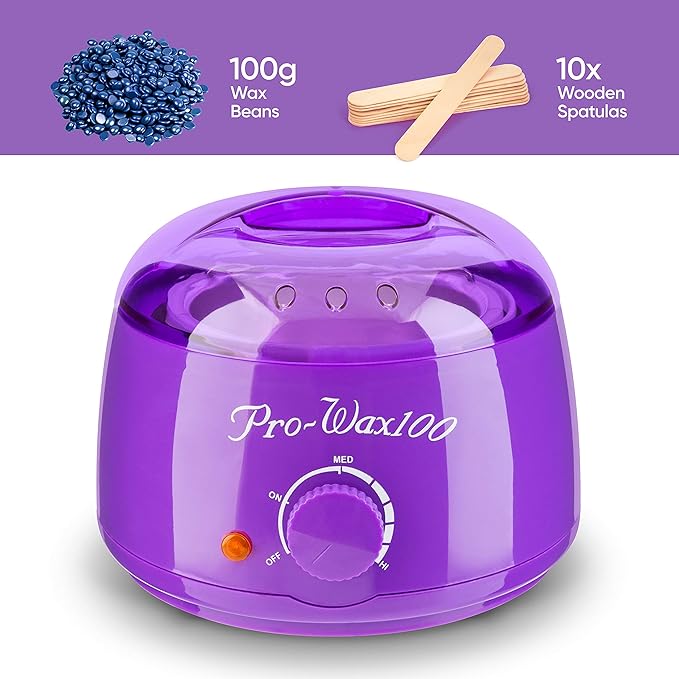 Vivo Technologies Wax Warmer Heater Pot Machine Waxing Hair Removal with Beans and 10 Spatula Kit