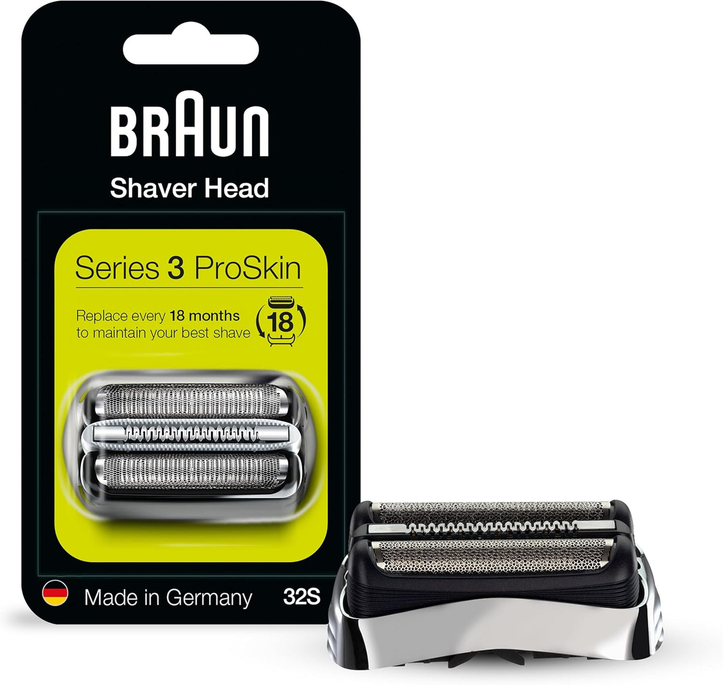 Braun Series 3 Pro Skin Electric Shaver Replacement Head 32S - Compatible with Electric Razors 3000s, 3010s, 3040s, 3050cc, 3070cc, 3080s, 3090cc