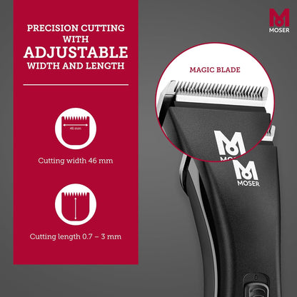 Moser NEO Professional Cordless Hair Clipper for Men (Made in Germany) | Magic Blade Technology | 90-Min Operation Time | Quick Charge with LED Charging Indicator (1886-0151)